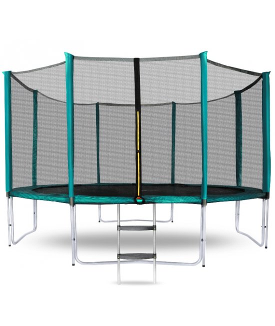 Aga SPORT PRO Trampolína 366 cm Dark Green + ochranná sieť + schodíky